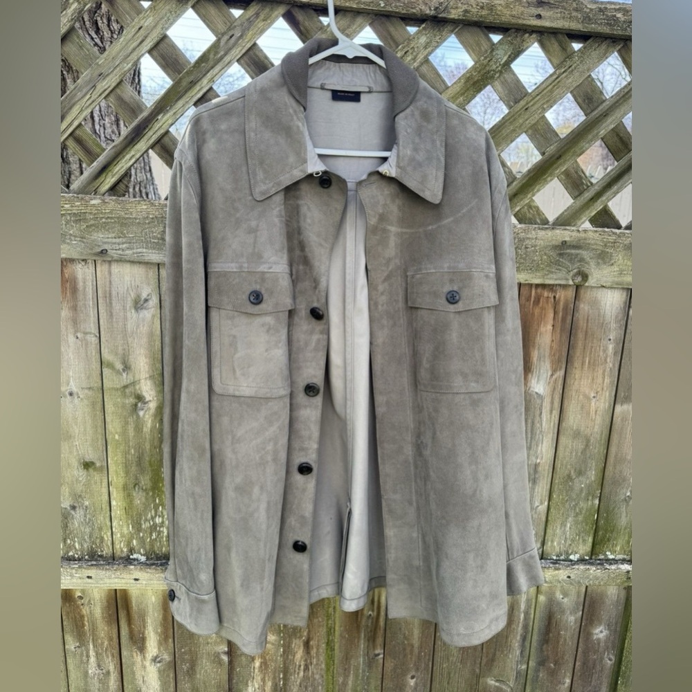 Ermenegildo Zegna Couture all leather overshirt jacket (56it)